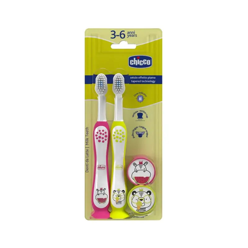 Chicco Bipack Escova de dentes Hippo-Panda 3-6Y