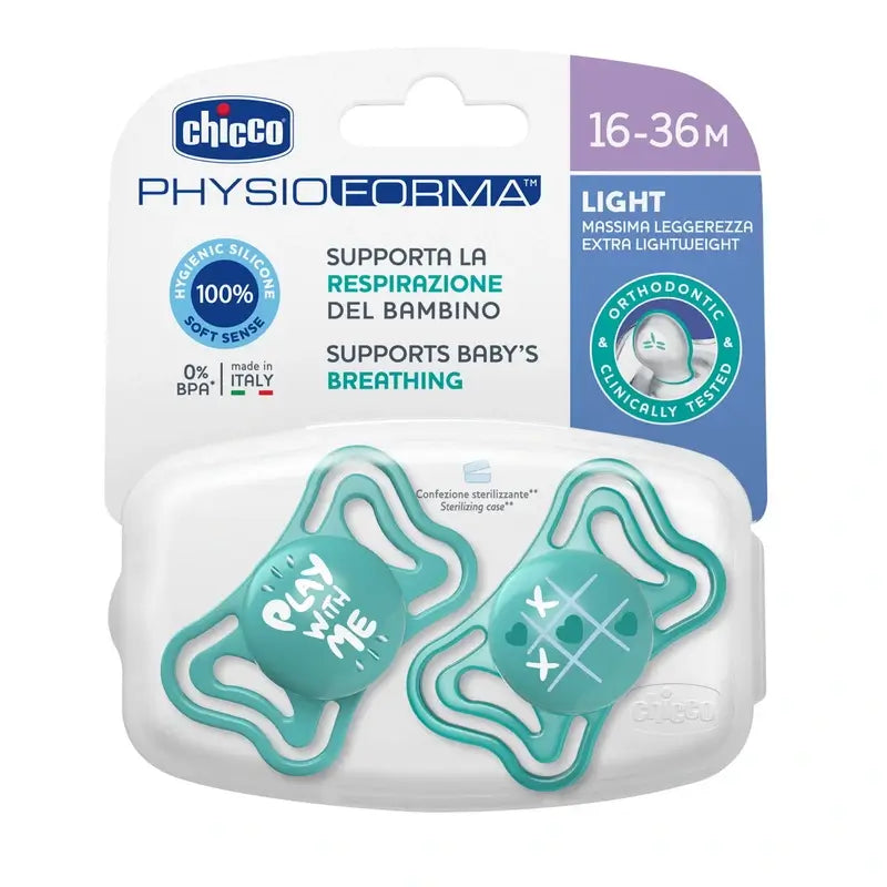 Chupeta Chicco Physio Light Silicone Azul 16-36M 2 unidades