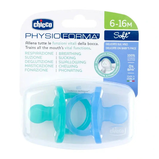 Chupeta Chicco Physioforma Soft Blue 6-16M 2 unidades