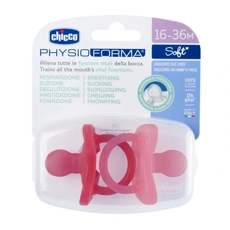 Chupeta macia Chicco Physioforma Rosa 16-36M 2 unidades