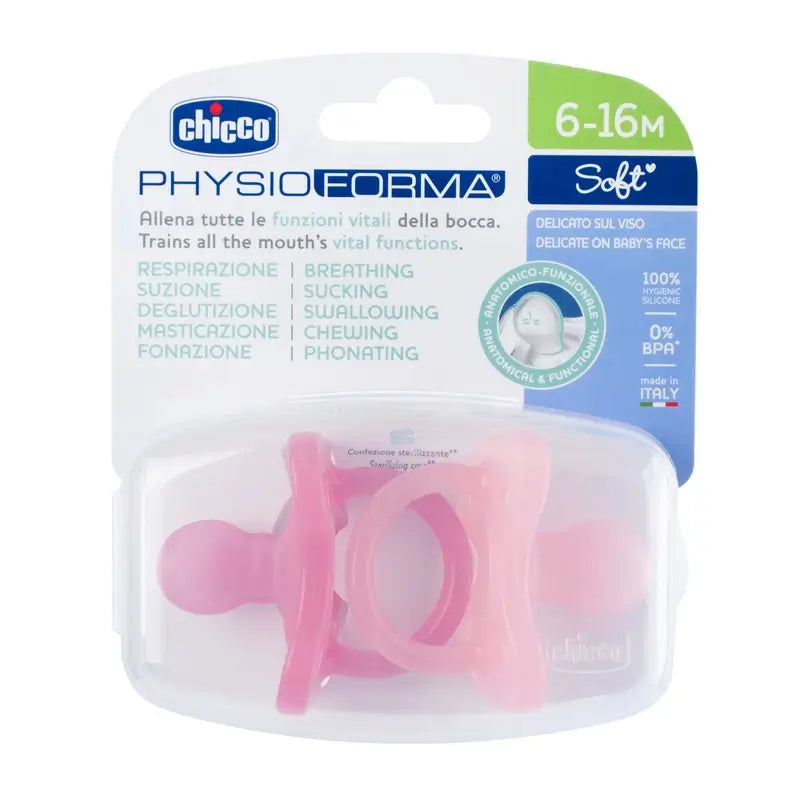 Chupeta Chicco Physioforma Soft Pink 6-16M 2 unidades