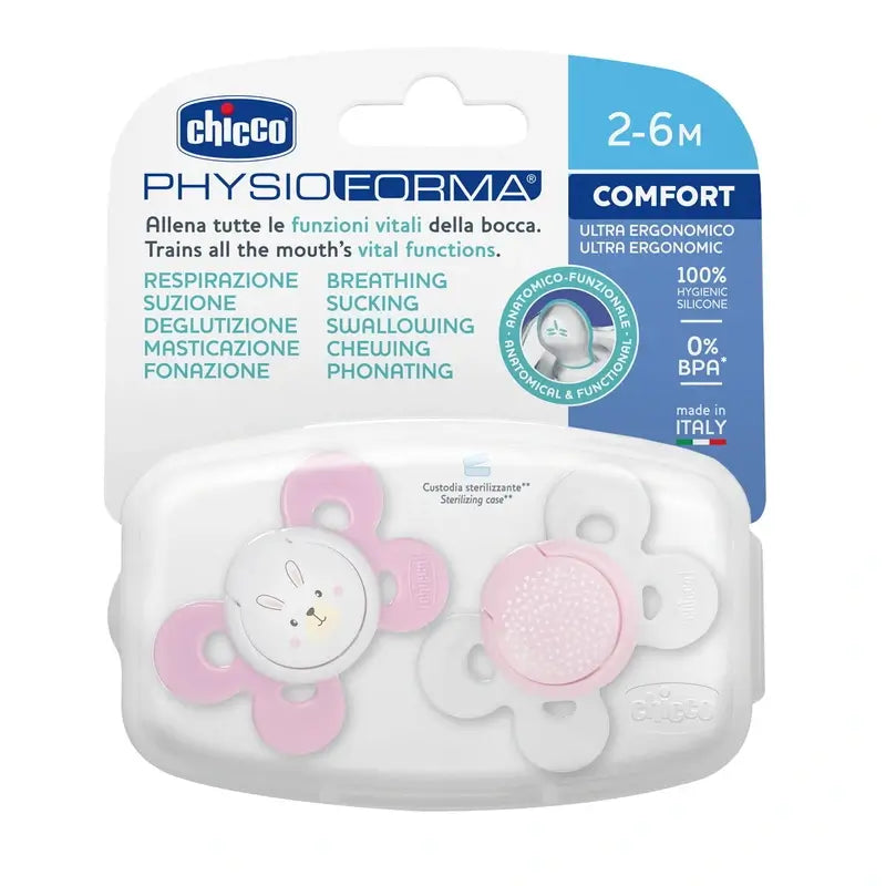 Chupeta Chicco Physio Comfort Silicone Rosa 2-6M 2 peças sortidas