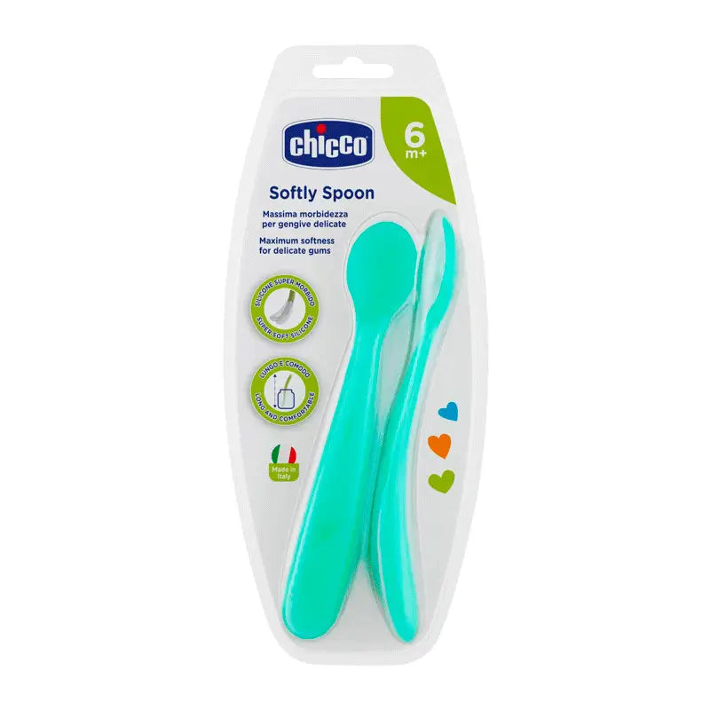 Chicco - Cuchara Blanda De Silicona Azul 6m+ 2 Ud