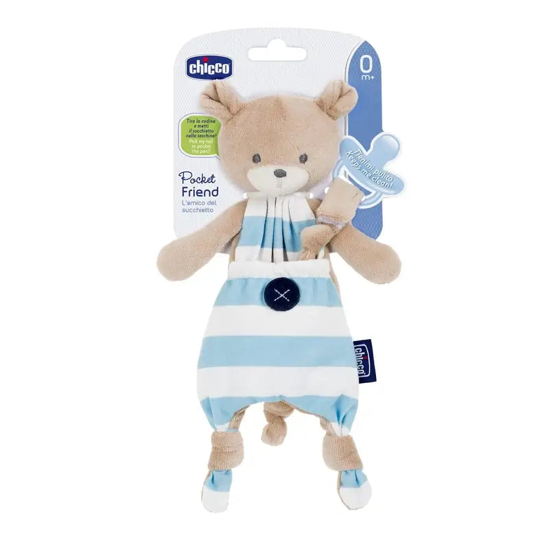 Chicco Porta-chupetas Pocket Friend Teddy Bear Azul