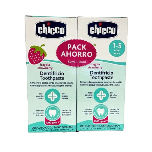 Pasta de dentes de morango Chicco Bipack.