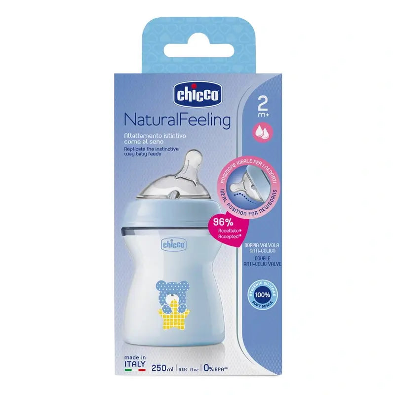 Biberão Chicco Naturalfeeling Blue Medium Flow 250Ml 2M+