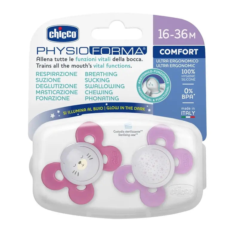 Chupeta Chicco Physio Comfort Silicone Rosa 16-36M 2 peças sortidas