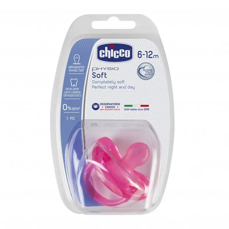 Chicco Pacifier Physio Soft Todogoma Silicone Pink 6-12 Meses, 1 peça