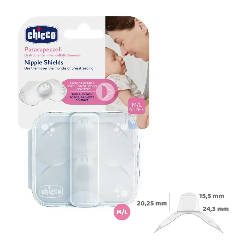 Protetor de mamilo Chicco Silicone Skintoskin Tamanho M/L 2 unidades