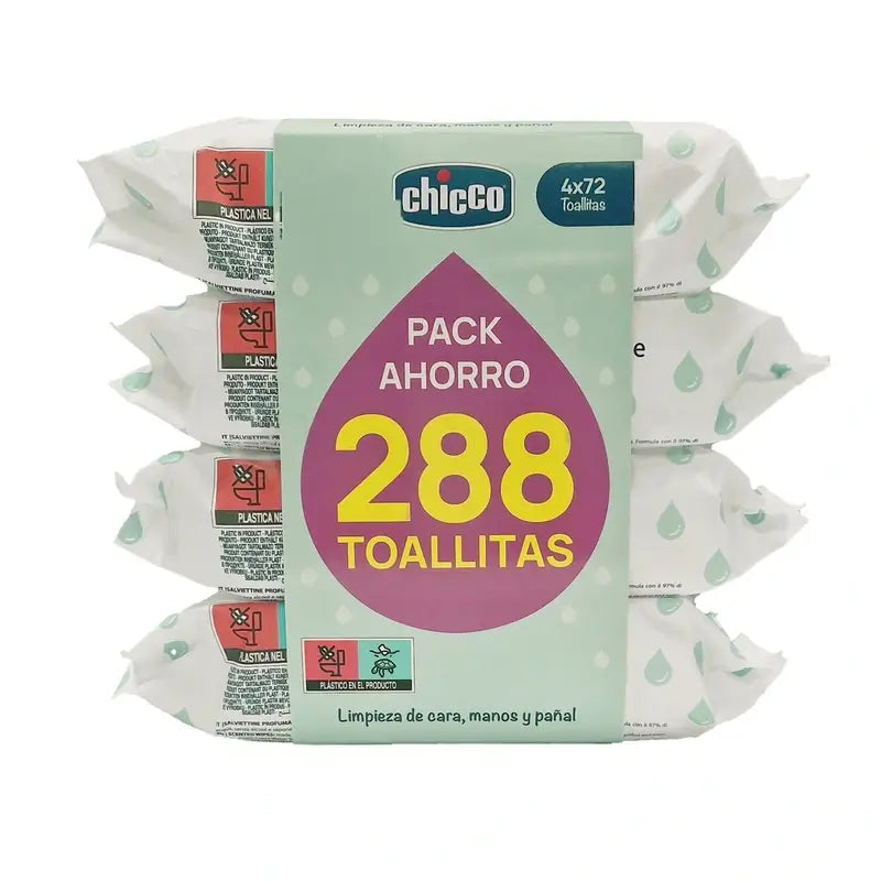 Chicco Tetrapack Toalhetes perfumados sem tampa 4X72 unidades