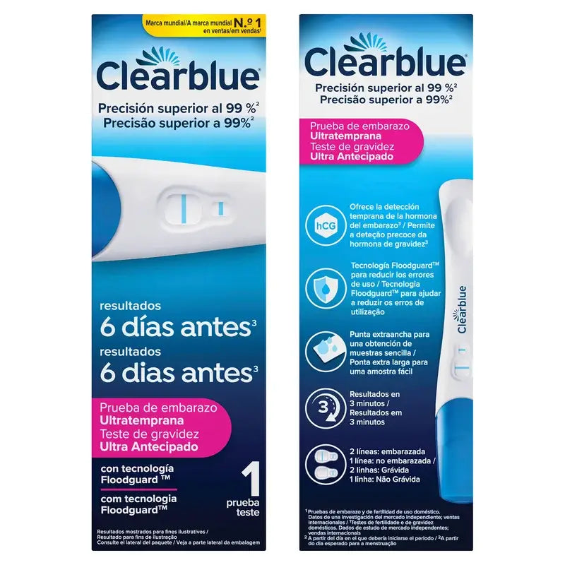 Clearblue Ultra Early Pregnancy Test 10mI, resultados 6 dias antes, 1 teste analógico