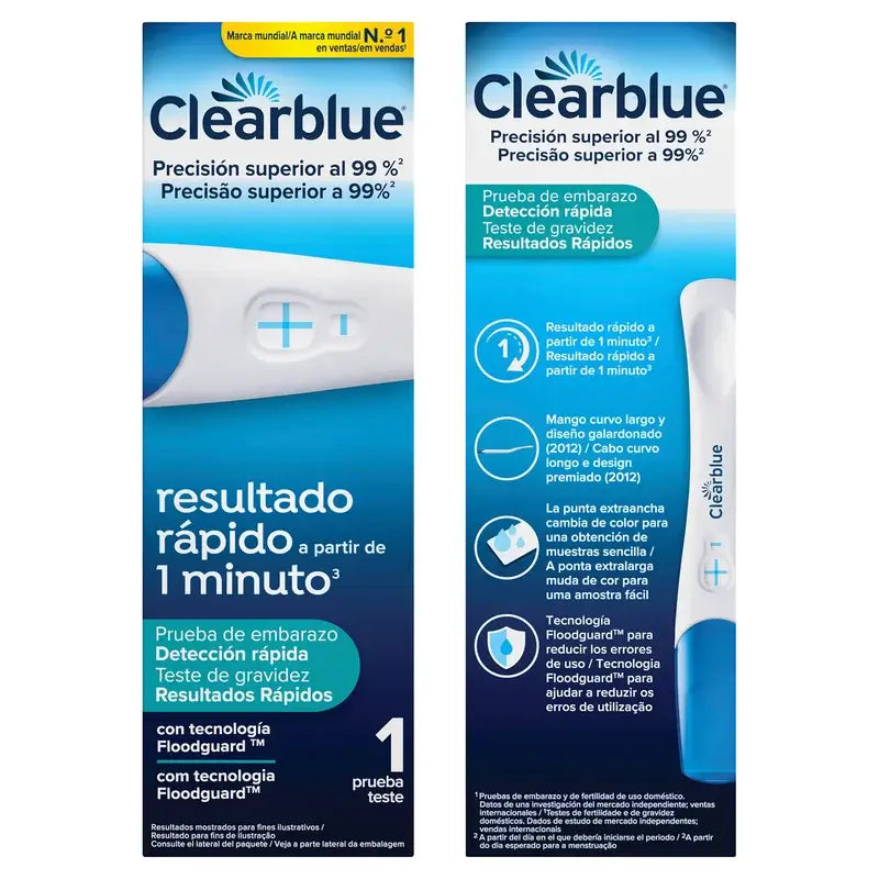 Teste de gravidez Clearblue com deteção rápida, resultados em apenas 1 minuto, 1 teste