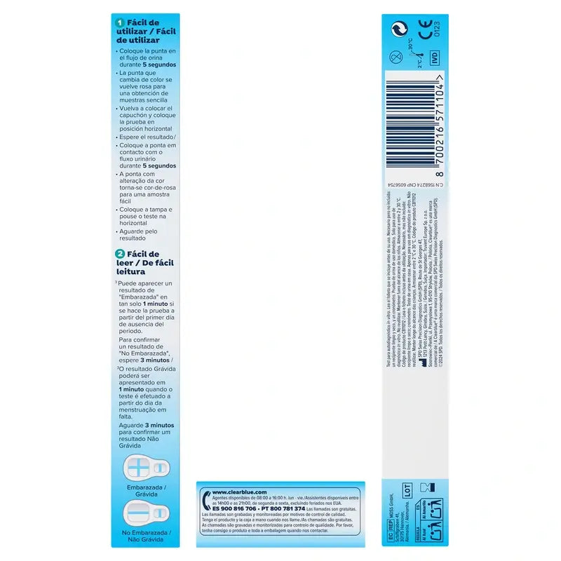 Teste de gravidez Clearblue com deteção rápida, resultados em apenas 1 minuto, 1 teste