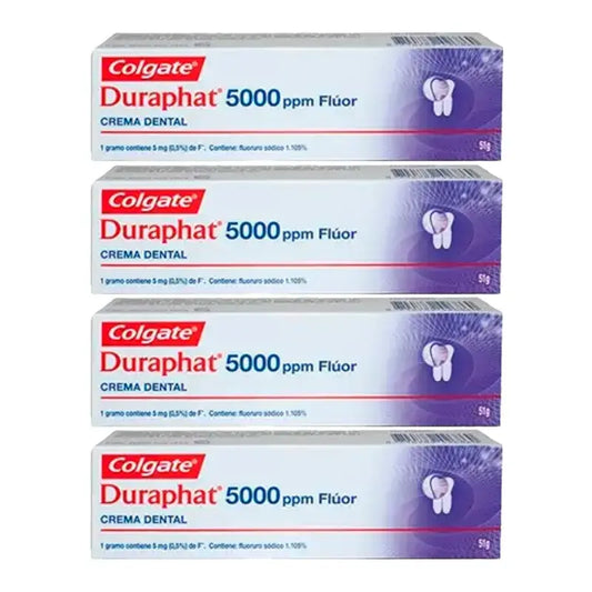 Colgate Duraphat 5000 Ppm Pasta de dentes com flúor, embalagem de 4 x 51 ml