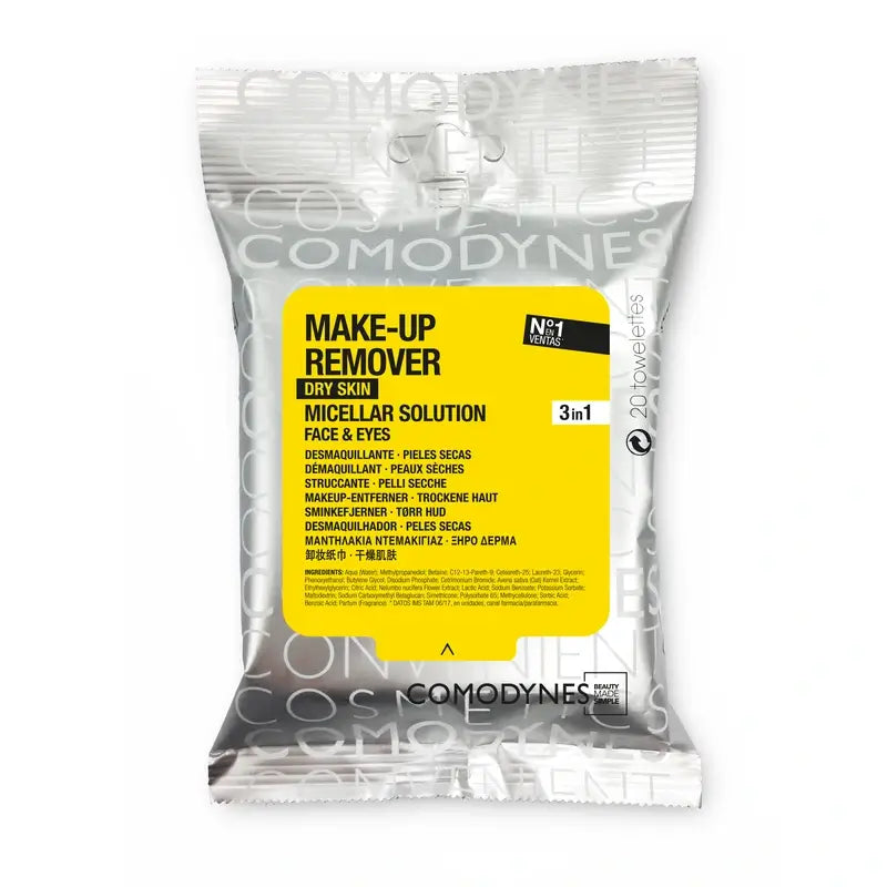 Comodynes Toalhete Desmaquilhante Micelar Pele Seca 20 unidades
