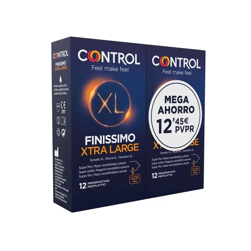Preservativos Control Finissimo XL Embalagem de poupança, 12x2 unidades