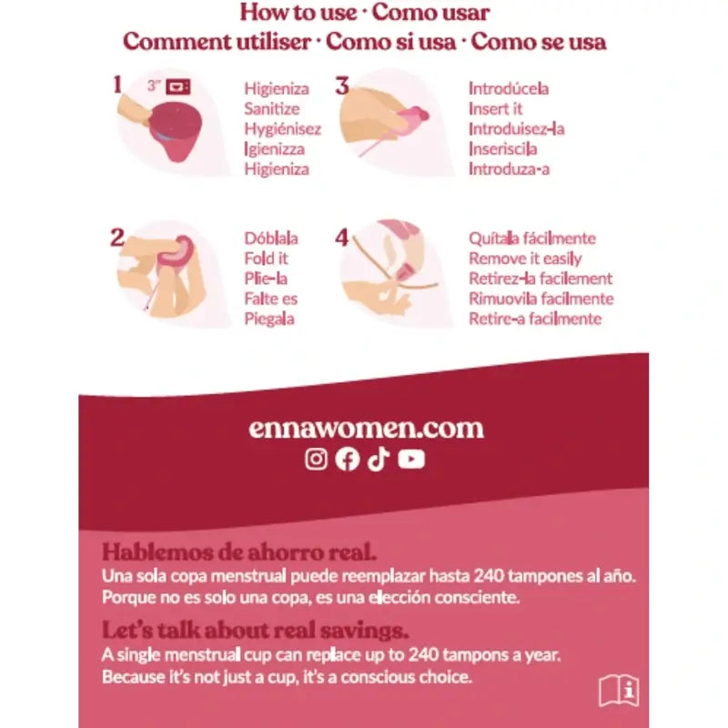 Copo menstrual sem aplicador Enna Cycle Original, tamanho M