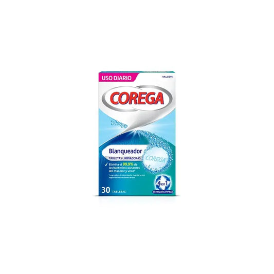 Creme de Fixação de Dentadura Branqueadora Corega, 30 Comprimidos