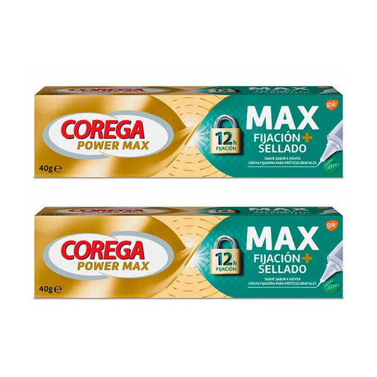 Corega Duplo creme fixador de próteses sabor a menta, 2 x 40 g