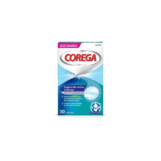 Corega Bio Activo, 30 Pastilhas Prótese