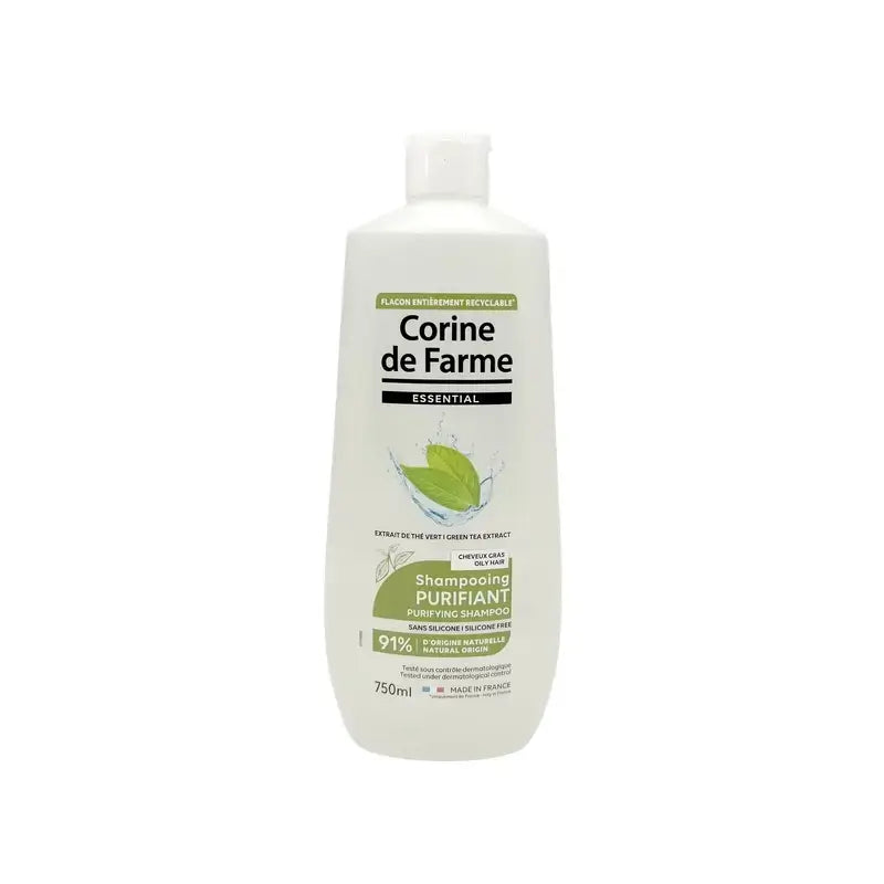 Corine De Farme Champô Purificante com Extrato de Chá Verde, 750ml