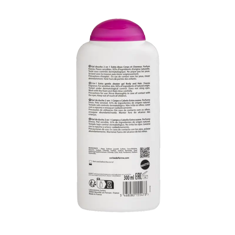 Corine De Farme Gel Duche 2 em 1 Barbie, 300 ml