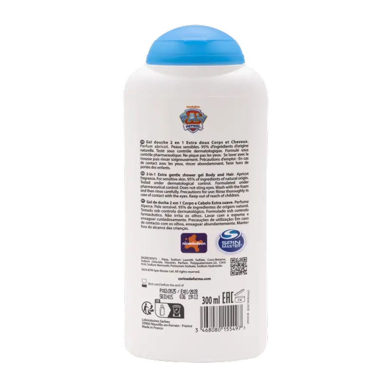 Corine De Farme Paw Patrol 2 em 1 Gel de Duche, 300 ml