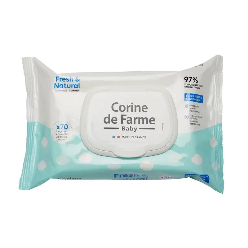 Corine De Farme Toalhetes biodegradáveis Fresh & Natural , 70 pcs.