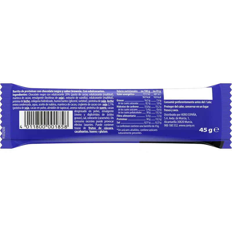 Corny Protein Soft Chocolate Negro Choco Brownie , 45 gramas