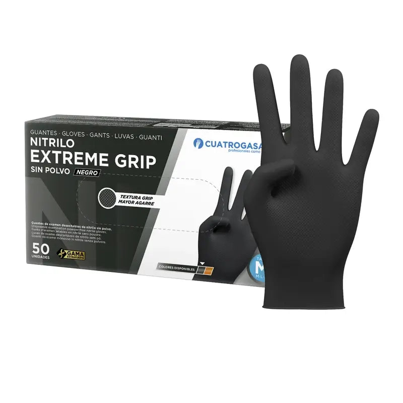 Cuatrogasa Luva de nitrilo Extreme Grip Preto M Preto, 100 unidades