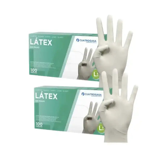 Cuatrogasa Luvas sem pó de látex Branco Tamanho L, 2X100 unidades