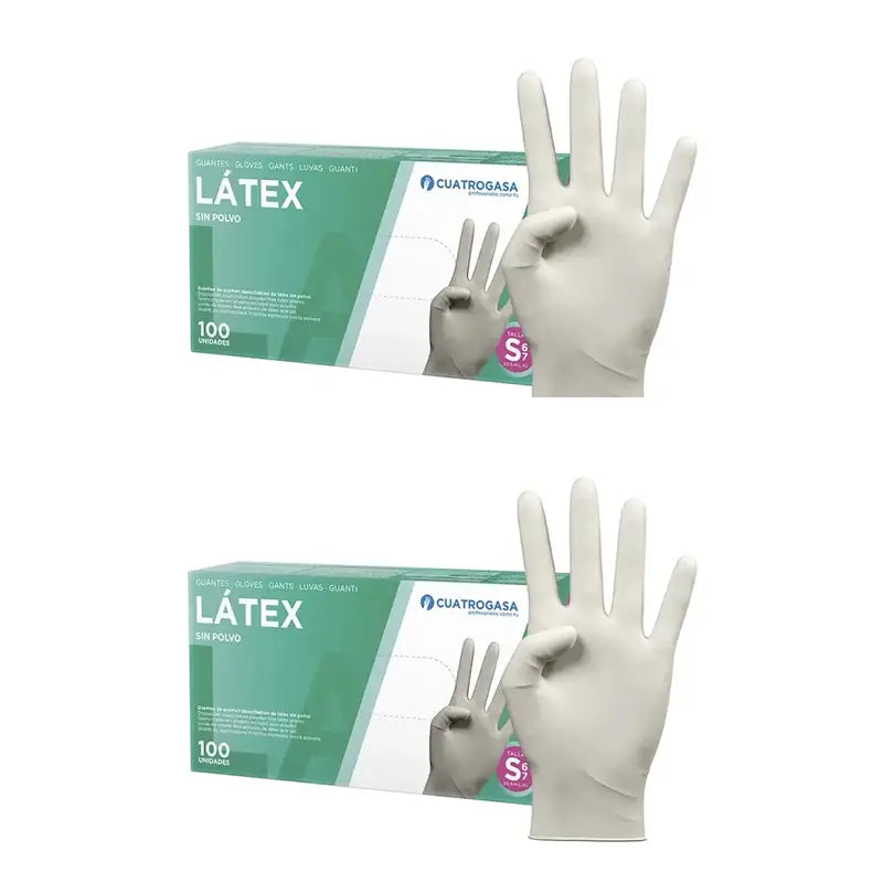 Cuatrogasa Luvas sem pó de látex Branco Tamanho S, 2X100 unidades