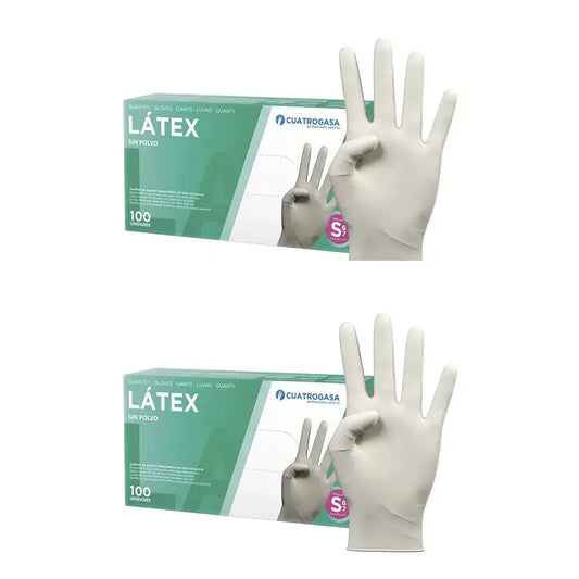 Cuatrogasa Luvas sem pó de látex Branco Tamanho S, 2X100 unidades