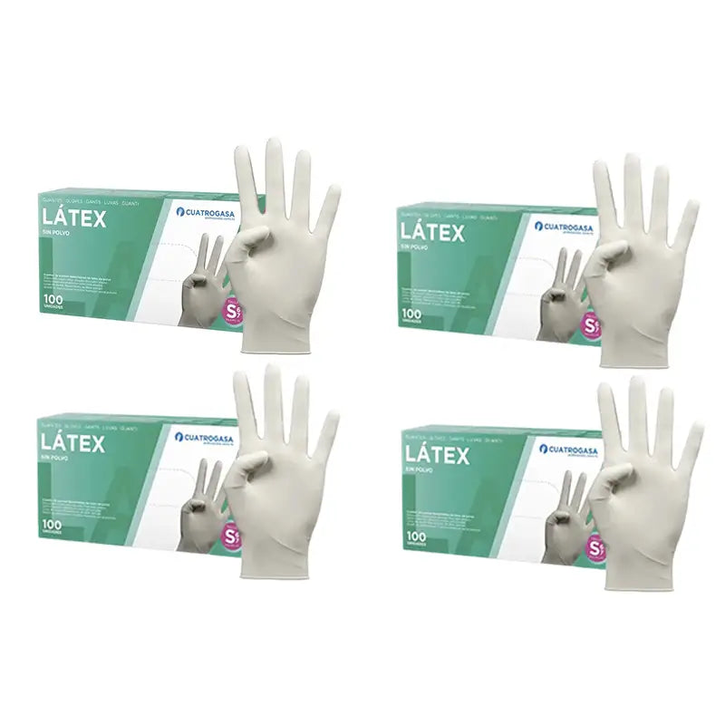 Cuatrogasa Luvas sem pó de látex Branco Tamanho S, 4X100 unidades