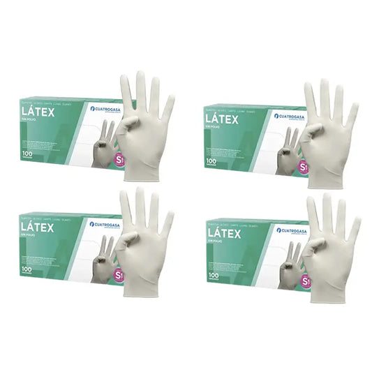 Cuatrogasa Luvas sem pó de látex Branco Tamanho S, 4X100 unidades