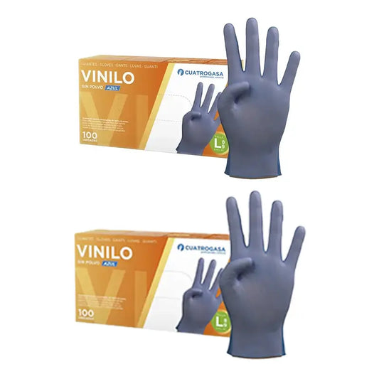 Cuatrogasa Luvas de vinil sem pó Azul Tamanho L, 2X100 unidades