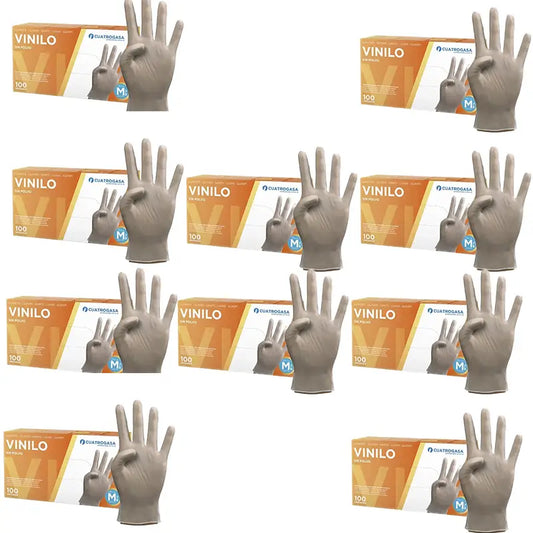 Cuatrogasa Luvas transparentes de vinil sem pó Tamanho M, 10X100 unidades