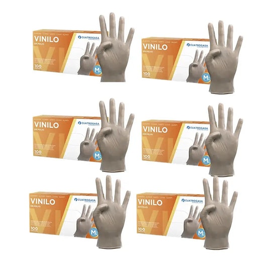 Cuatrogasa Luvas transparentes de vinil sem pó Tamanho M, 6X100 unidades