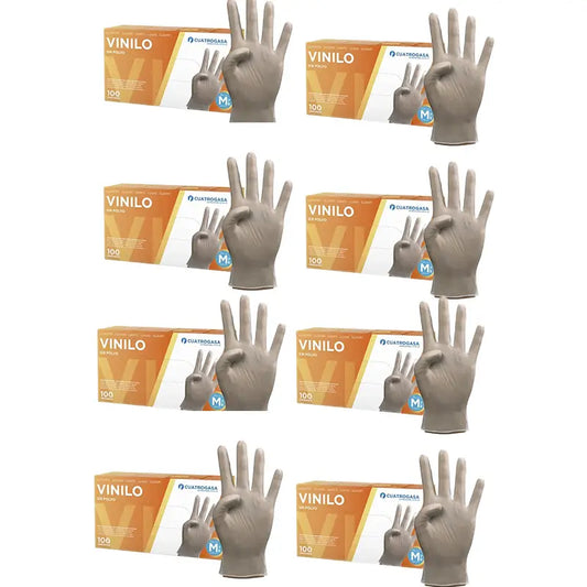 Cuatrogasa Luvas transparentes de vinil sem pó Tamanho M, 8X100 unidades