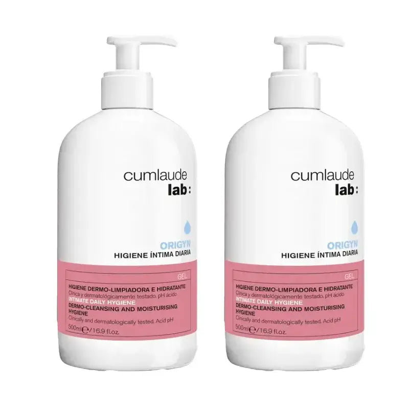 Cumlaude Lab Gel de limpeza de higiene íntima diária, embalagem de 2 x 500 ml