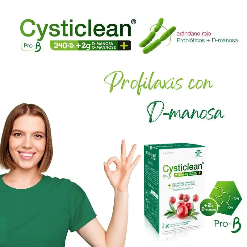 Cysticlean Prob-D Mannose 240 Mg Pac, 30 saquetas
