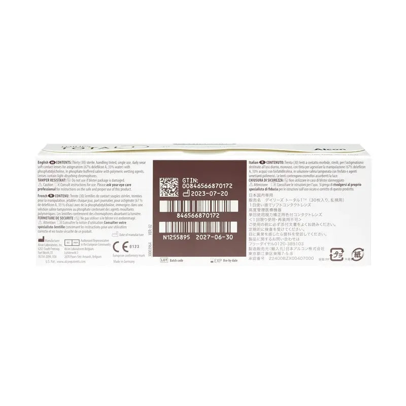 Dailies Total1 Lentes Diárias Toric , 30 unidades - -2.75, -1.25, 70, 8.6, 14.50