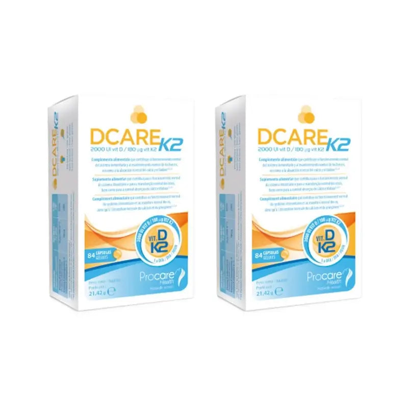 Dcare K2 2000 Iu Vitamina D3, 2X84 Pérolas