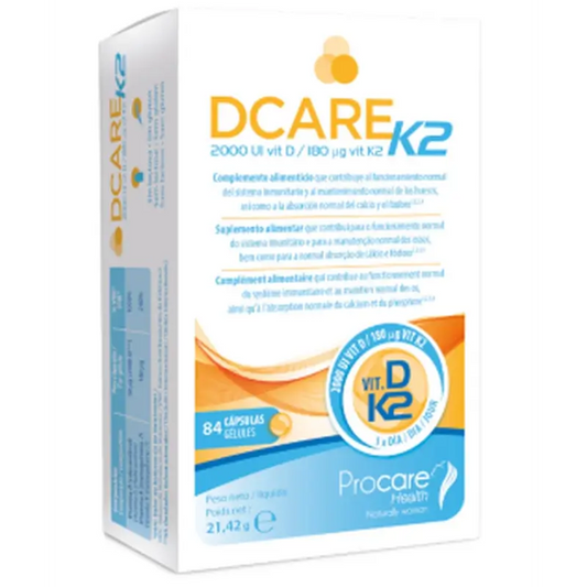 Dcare K2 2000 Iu Vitamina D3, 84 pérolas