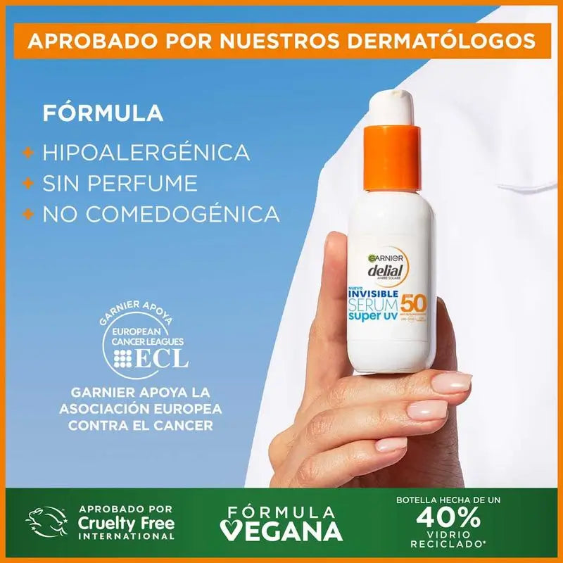 Protetor solar diário Delial Invisible Serum Super Uv Spf50 Light Feel, 30 ml
