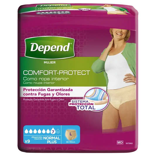 Depend Normal L Fralda de Adulto para Mulher, 9 unidades.