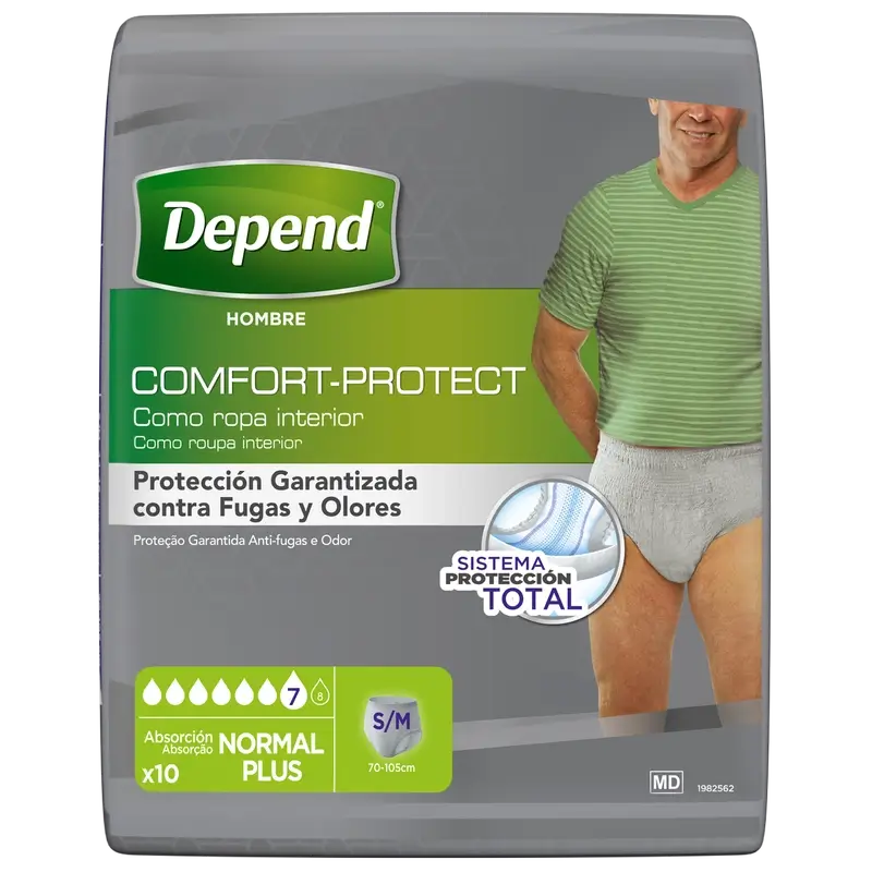 Depend Normal S/M Fralda masculina para adultos , 10 peças