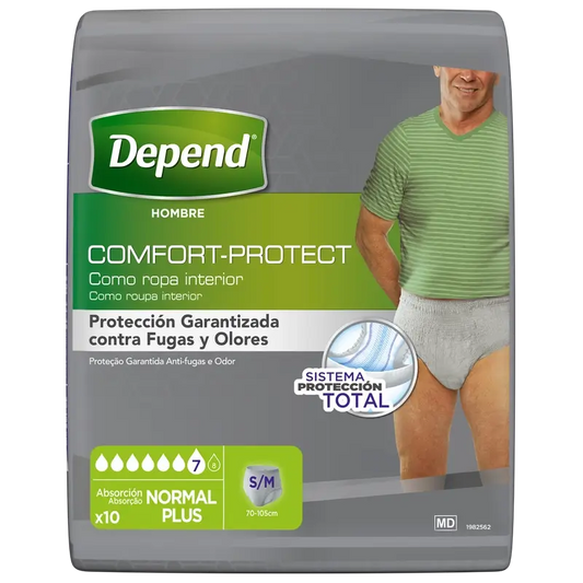 Depend Normal S/M Fralda masculina para adultos , 10 peças