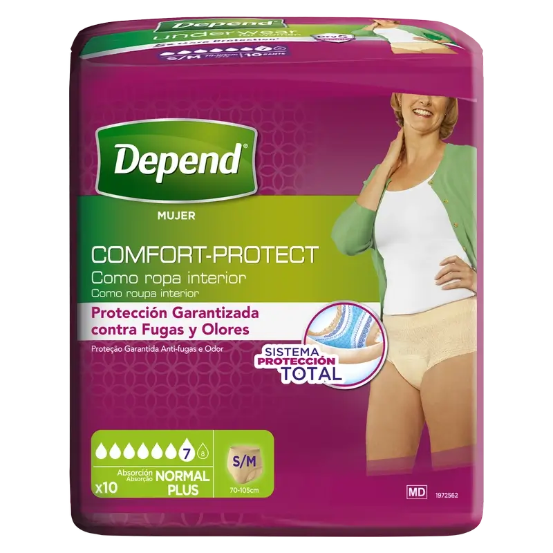 Depend Normal S/M Fralda de Adulto Mulher , 10 peças