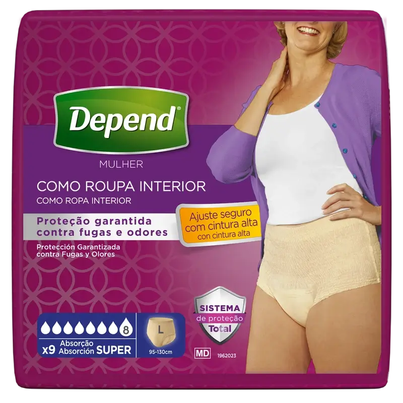 Depend Super L Adult Diaper for Women, 9 pcs.